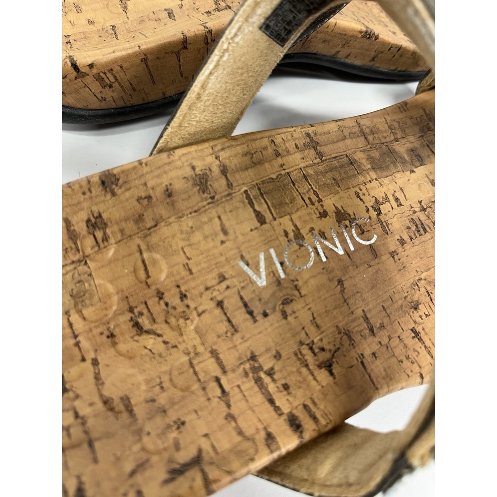 Vionic | Woman's Viviana Embellished Metallic Bronze Cork Footbed Sandals, 9Wide - Picture 4 of 9